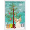 thumbnail image 1 of Carolines Treasures BB4202CHF Merry Christmas Tree Papillon Sable White Flag Canvas House Size, 1 of 4