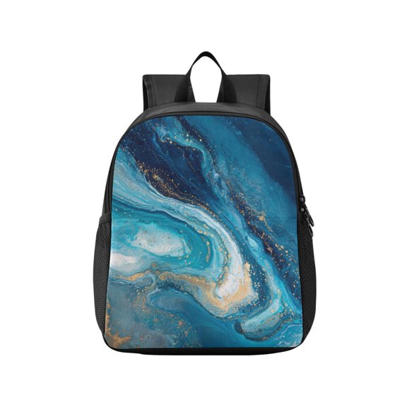 Toddler Backpack Aqua Gilded Waves Waterproof Lightweight Backpack Casual Mini Daypack for Daycare & Travel