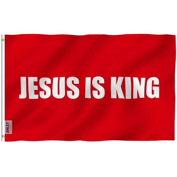 ANLEY 3x5 Foot Jesus is King Flag - White Christian Flags Polyester