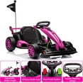 thumbnail image 3 of EastVita 24V Electric Drift Kart for Kids Ages 6-12, Adjustable Seat &Variable Speed(8.5MPH), EVA Silent Wheels & Parent-Approved Safety, Outdoor Ride-On Toy pink, 3 of 6