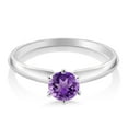 thumbnail image 2 of Gem Stone King 18K White Gold Purple Amethyst Engagement Solitaire Ring for Women (0.48 Cttw, Round 5MM, Gemstone February Birthstone, Size 7), 2 of 4