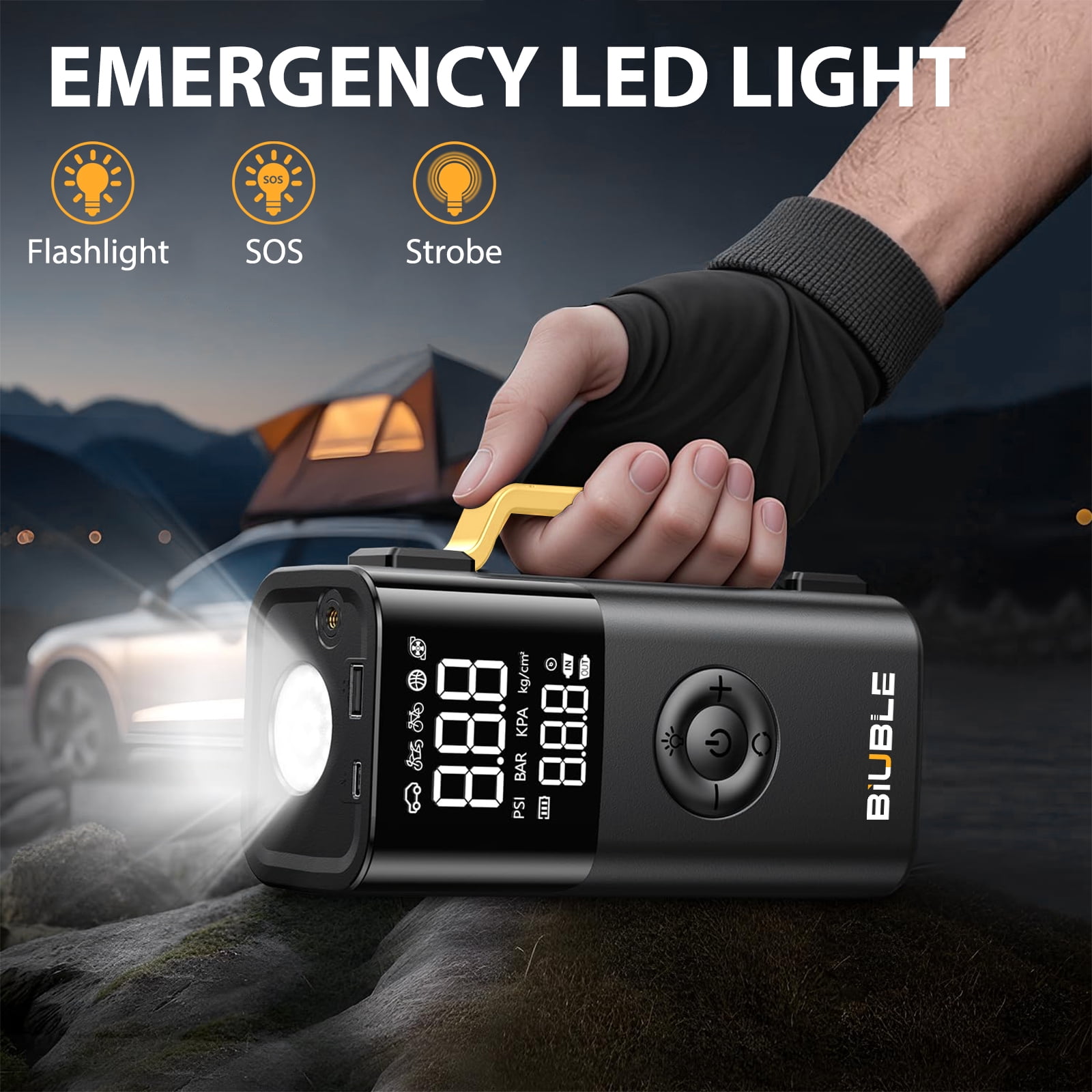 8500A Multi-function Car Jump Starter with Air Inflator/Deflator Compressor, 7-in-1 Car Battery Jump Starter with LED Emergency Light,Portable Car Jump Starter for Gasoline or Diesel