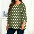 thumbnail image 6 of Tops for Women Long Sleeved Polka Dot Round Neck T-shirt Home Casual T-Shirt Army Green XXXXL, 6 of 6