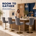 thumbnail image 6 of Grey Velvet Swivel Bar Stools Set of 4 with Upholstered Back, Adjustable Counter Height Barstools, Bar Chairs for Home Bar Kitchen Island Pub Restaurant (4 Pcs, Gray), 6 of 10