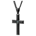 thumbnail image 2 of Men's Black Stainless Steel Blue Diamond Accent Cross Pendant Necklace, 2 of 4
