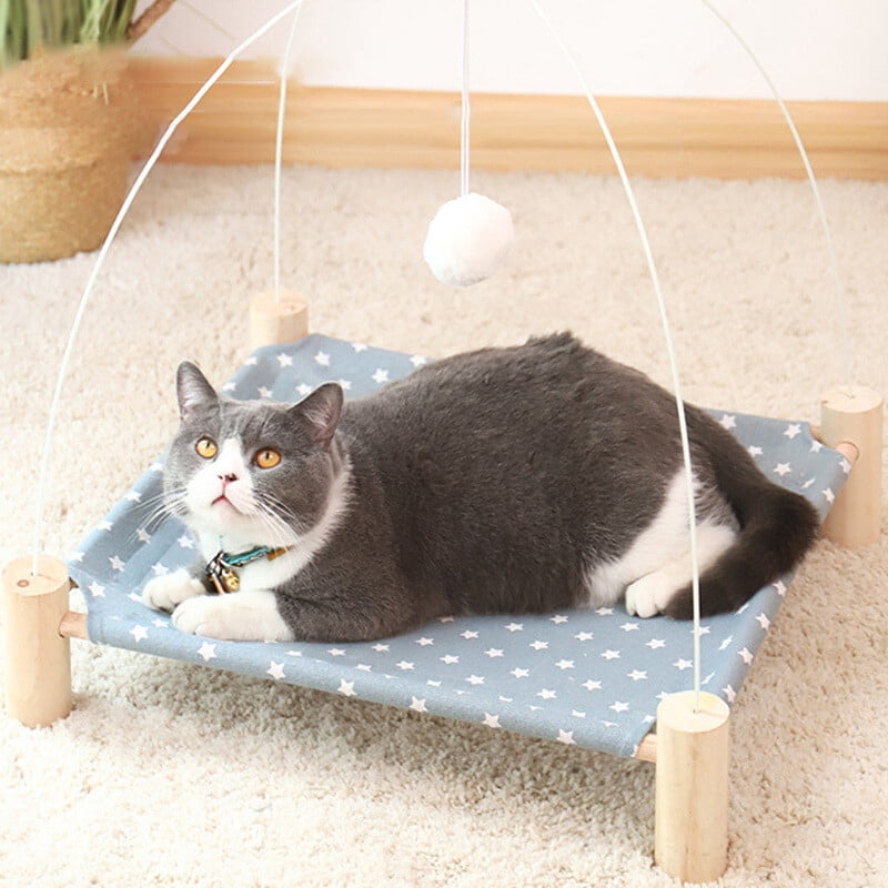 TOPCHANCES Wooden Frame Elevated Dog Cat Pet Bed with Removable Canopy Tent, Portable Dog Cat Tent for Outdoor & Indoor Use