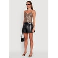 thumbnail image 3 of Womens Faux Leather Drop Waist Pleated Skirt, 3 of 5