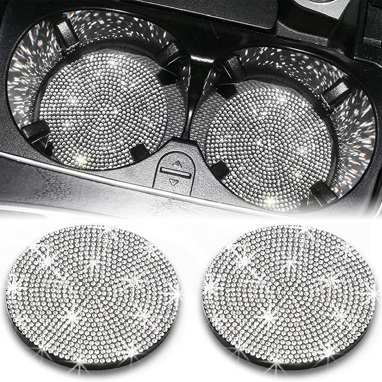 Jytue 2PCS Bling Car Coasters 2.75 Universal Cup Holder Pads for Drink  Holder Non-Slip Silicone Coasters Glitter Crystal Rhinestone Can Cup Holder  Mat Car Interior Accessories 