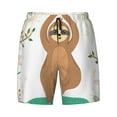 thumbnail image 4 of Lsque Mens Swim Trunks Cute Sloth In Yoga Pose Tree Pattern - Bathing Suit Compression Liner - Beach Swim Shorts Swimwear - (S-3XL) - Stretch Quick Dry -3X-Large, 4 of 9