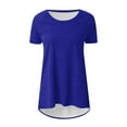 thumbnail image 4 of T-Shirts for Women Plus Size Crewneck Tunic Tops Short Sleeve Long T-Shirt Blouse, 4 of 5