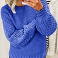 thumbnail image 2 of Duoif Sweaters for Women Trendy Women's Autumn and Winter New Casual Thickened and Warm Solid Color External Knitted Pullover Sweater Women's Sweaters Womens Tops Blue XXL, 2 of 5