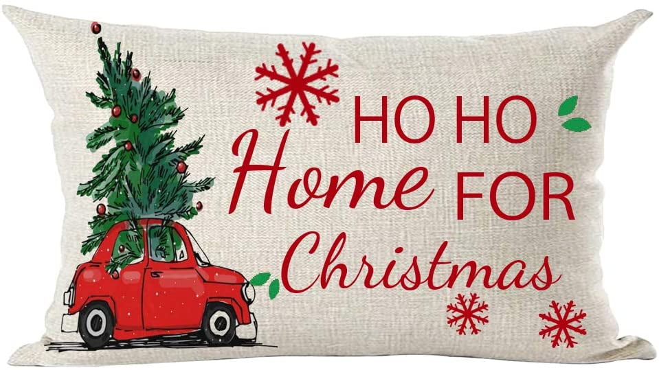 Christmas Cotton Linen Bed Sofa Waist Cushion Throw Pillow Case Cover Home Decor 