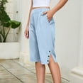thumbnail image 5 of Livrdious Bermuda Shorts for Women High Waisted Wide Leg Loose Fit Shorts Womens Summer Linen Shorts with Pockets, Knee Length, S–5X, 5 of 7