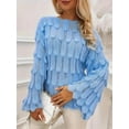 thumbnail image 3 of Flared Sleeves Slash Neck Sweater (XL, Blue), 3 of 4