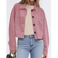 thumbnail image 3 of PRETTYGARDEN Women's Faux Suede Cropped Jacket Casual Fall Fashion Button Down Winter Coats Outerwear Trendy Clothes, 3 of 9