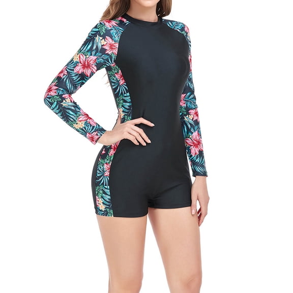 Vetsdori Womens Tankini Swimsuits One Piece Boyleg Shorts Swimwear Floral Print Vacation Rashguard,Swimming Bath Suits for Ladies Outfits