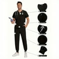 thumbnail image 2 of New Multicolor Two Pcs Set Men's Scrub Suit Nurse Uniform V Neck Short Sleeve Scrub Top Jogging Pants Work Clothes Doctor, 2 of 7