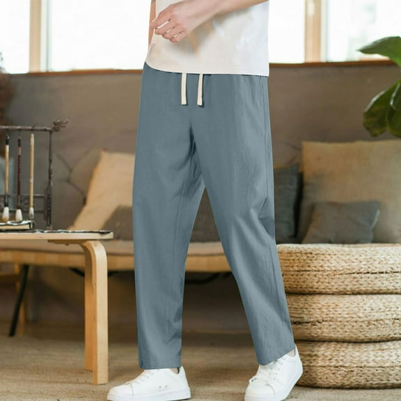 Yiliang Men's Straight Fit Chino Pants Casual Elastic Drawstring Waistband Flat Front Available in Multicolor