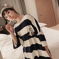 thumbnail image 3 of Ladies Summer Korean Fashion Super Loose Fruit Stripe Topwoner Print Design Short Sleeve Home Night Dress, 3 of 10