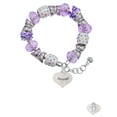 thumbnail image 2 of Delight Jewelry Precious White Heart with Baby Feet Purple Butterfly Bead Charm Bracelet, 7"+1" Extender, 2 of 5