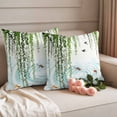 thumbnail image 2 of Spring Green Leaves Outdoor Waterproof Pillow Covers, Japanese Koi Fish Birds Country Decorative Square Throw Pillowcase Sofa Cushion Sham for Patio/Couch/Chair, 20"x20" 2 Pack, 2 of 8