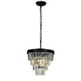 thumbnail image 3 of 3-Light Unique Statement Tiered Crystay Chandelier Matte Black Pendant Lamp, 3 of 7