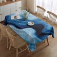thumbnail image 2 of Light Blue Marble Flow Pattern Rectangle Tablecloth 60"x84",Waterproof Polyester Rectangle Table Cloth, Wipeable Spillproof Polyester Tablecloth for Dining, Camping, Indoor and Outdoor, 2 of 5