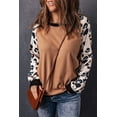 thumbnail image 3 of ABPHQTO Top de mujer color albaricoque con mangas de leopardo en contraste, 3 of 5