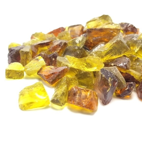 (5-Pound) Amber Ember Multi-Purpose Premium Decor & Fire Glass Rock 1/4"-1/2" inch - for Use in Fire Features, Aquariums, Apothecary, Jars, Vase, Potted Plants, Fire Bowls, Etc. (Amber Ember)