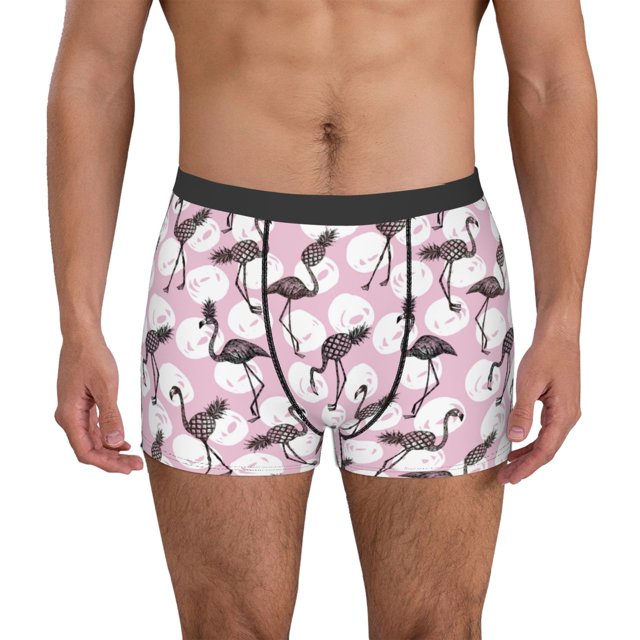 Balery Pineapple Flamingo Calzoncillos bóxer para hombre, ropa interior de algodón suave y transpirable con cinturilla de nailon-Medium