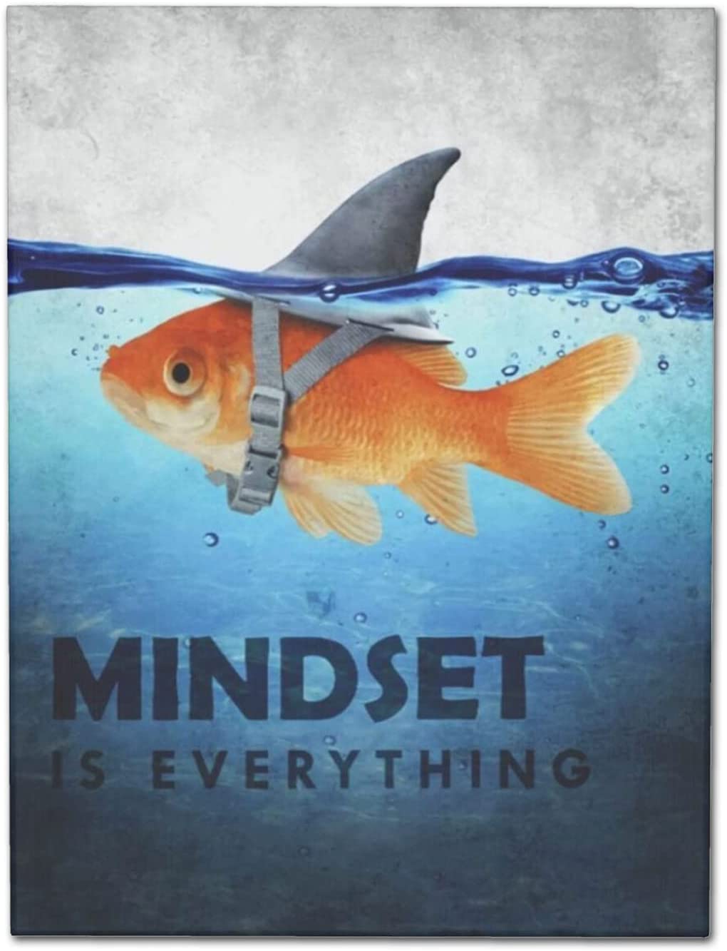 Mindset is Everything Canvas Wall Art Motivational Gifts Shark Goldfish