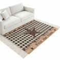 thumbnail image 4 of Texas Star Plaid Washable Area Rug 3'x5', Farmhouse Black Brown Texas Vintage Woven Cotton Tassels Kitchen Rugs, Non Slip Indoor Door Mat Throw Carpet for Entryway Living Room Nursery Laundry Room, 4 of 9