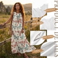 thumbnail image 7 of Jiueut Butterfly Floral Print Women’s Sleeveless Long Maxi Dress with Pockets, Linen Look Casual Summer Dress Flowy Loose Fit Beach Vacation Resort Wear Outfit, M, 7 of 7