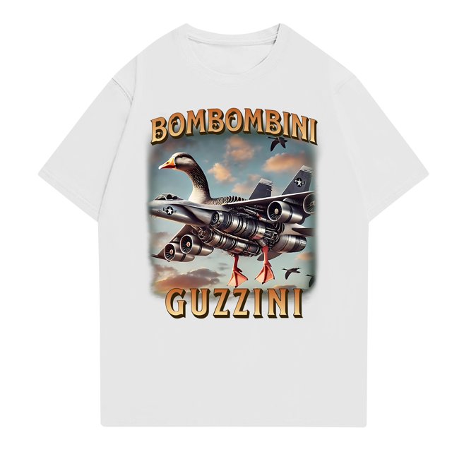 TRALALERO TRALALA Brainrot Italian Brainrot Animals Meme T-Shirt, AI Italian Animals Bombombini Gusini Printed Short Sleeve Tops, Lightweight Casual Blouse for Summer & Funny Meme Shirt(White,XL)