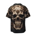 thumbnail image 6 of Lsque Metal Style Horned Skull print Men's Cuban Collar Short Sleeve Shirt Summer Beachwear Casual Button Down Fashionable Vacation Leisure Shirt-4X-Large, 6 of 7