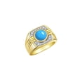 thumbnail image 3 of RYLOS Mens Rings 14K Yellow Gold Designer Round Gemstone &  Sparkling Diamond Ring Turquoise December Birthstone Rings For Men, Men's Rings, Gold Rings Sizes 8 - 13, 3 of 7