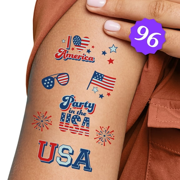 Big Dot of Happiness 4th of July Temporary Tattoos, America Patriotic Party Favors, Fourth of July Party in the USA Tattoos - Set of 12 Sheets
