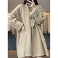 thumbnail image 1 of Cárdigan de punto coreano de otoño e invierno de longitud media a larga para mujer, suéter grueso de color sólido y cuello suelto, 1 of 5