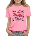 thumbnail image 3 of oelaio 250 Anniversary USA Shirt Kids 4th of July T-shirt Short Sleeve Patriotic American Flag Graphic Tees Pink 4-5 Years, 3 of 6