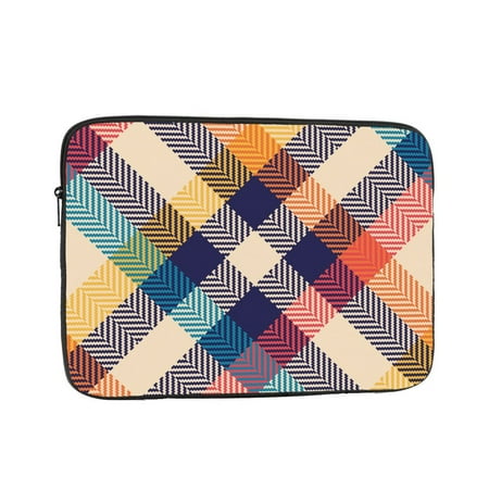 Gingham Check Plaid Pattern 15 inch Portable Laptop Sleeve Compatible with MacBook Air Notebook Computer Case for Men Women College School Students