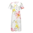 thumbnail image 3 of WILLBEST Vestidos de Lino para Mujer, Vestido Informal de Verano con Botones y Manga Corta con Estampado Floral, Vestido de Fiesta Fluido Midi Grande, 3 of 3