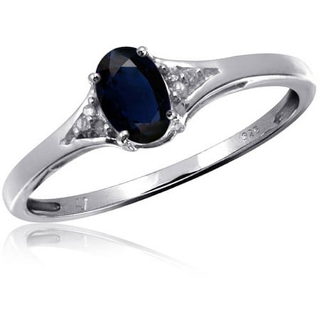 JewelersClub 0.67 Carat T.G.W. Sapphire Gemstone and Accent White Diamond Women's Sterling Silver Ring