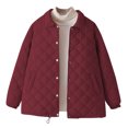 thumbnail image 2 of Fartey PLus Size Womens Quilted Coat Dressy Casual Lapel Neck Button Down Cardigan Fashion Solid Color Long Sleeve Padded Jacket Warm Winter Coats with Pockets, 2 of 5