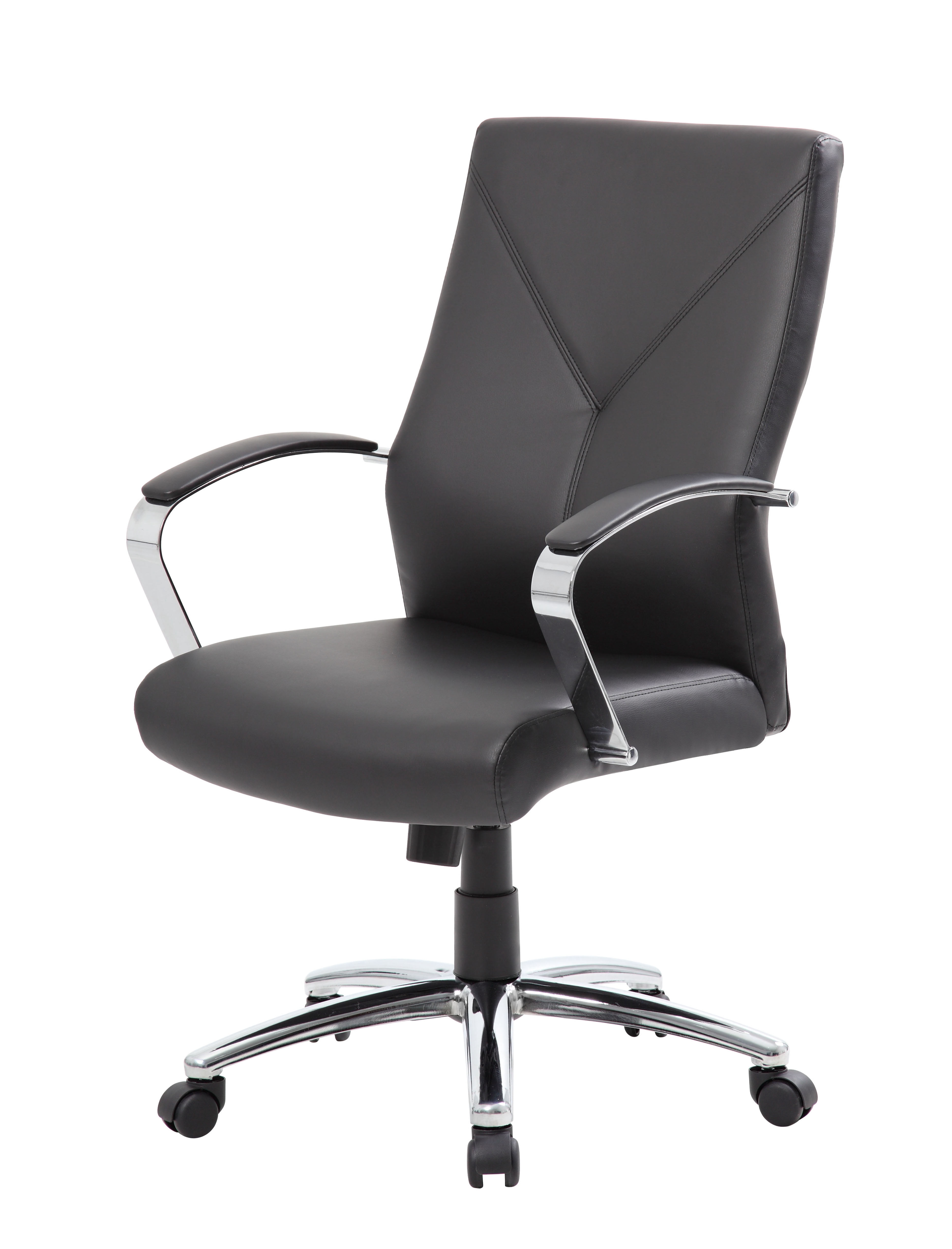 Boss Office Products LeatherPlus Home Office Adjustable Executive Chair with Casters, Black