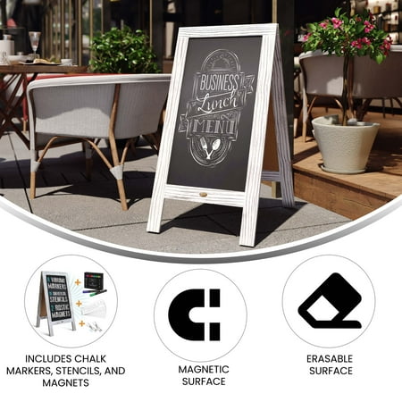 Alamont Home - Canterbury 20"W x 2-26"D x 40"H Magnetic A-Frame Chalkboard - White Wash