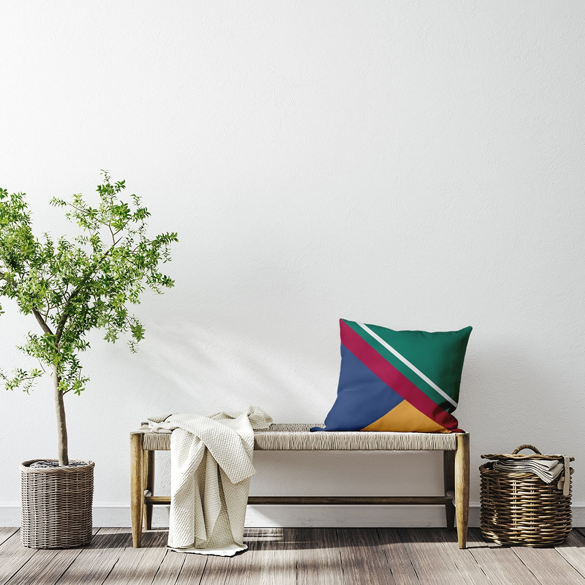 Simply Daisy 18-inch Square Bold Shapes Polyester Indoor Pillow, Kelly Green Qty 1