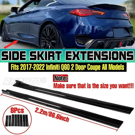High Quality 2.2m Side Skirts Extension Rocker Splitters Diffuser Winglet Wings For Infiniti Q60 2 Door Coupe 2017-2022