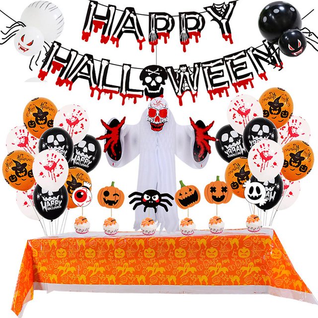 Juego de globos de Halloween, panal de papel, fantasma 3d para interior y exterior, jardín, hogar, oficina, Bar, suministros de decoración para fiesta