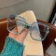 thumbnail image 4 of Gafas de sol con montura beige para mujer, modernas gafas de sol para sesión de fotos callejeras, de cara grande, de aspecto delgado y anti-UV para hombre, 4 of 5