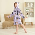 thumbnail image 4 of FORMRS Niños Bathrobe Unisex Hooded Robe Soft Plush Pajamas Sleepwear, Size 7-9T, Light Purple Halloween Black Cat, 4 of 7